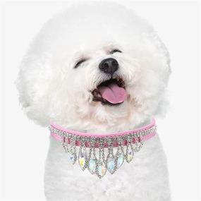 img 3 attached to 🐱 Sparkling Crystal Rhinestone Cat Dog Collar - HRTTSY Bling Kitten Necklace - Adjustable Leather Puppy Collar with Soft Diamond Pendant - Perfect for Small Dogs and Cats