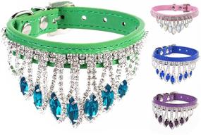 img 2 attached to 🐱 Sparkling Crystal Rhinestone Cat Dog Collar - HRTTSY Bling Kitten Necklace - Adjustable Leather Puppy Collar with Soft Diamond Pendant - Perfect for Small Dogs and Cats