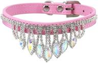 🐱 sparkling crystal rhinestone cat dog collar - hrttsy bling kitten necklace - adjustable leather puppy collar with soft diamond pendant - perfect for small dogs and cats logo