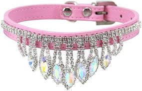 img 4 attached to 🐱 Sparkling Crystal Rhinestone Cat Dog Collar - HRTTSY Bling Kitten Necklace - Adjustable Leather Puppy Collar with Soft Diamond Pendant - Perfect for Small Dogs and Cats