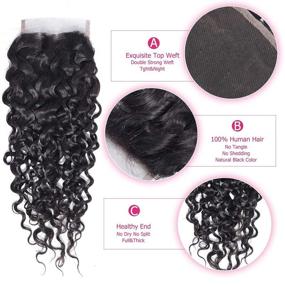 img 2 attached to 🌊 High-quality 9A Brazilian Virgin Human Hair Water Wave Lace Closure - Free Part Wet and Wavy Closure 22inch