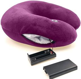 img 4 attached to 🌈 Hooshing Vibrating Neck Pillow Massage Therapy for Travel, Home Rest, Neck Pain Relief - Best Gift for Parents, Purple