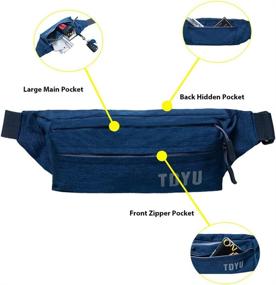 img 3 attached to 💧 Water Resistant Running Fanny Pack for Men & Women | TDYU Waist Bag for Running, Walking, Jogging & Traveling | Carry Phones, Passport, Wallet | Blue