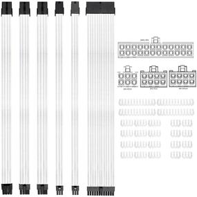 img 4 attached to KOTTO Braided ATX Sleeved Cable Extension Kit for Power Supply Cables, PSU Connectors, 24 Pin, 8 Pin, 6 Pin 4 + 4 Pin, 6 Pack, White - Includes Cable Comb Set of 24 Pieces for 24-Pin, 8-Pin, 6-Pin