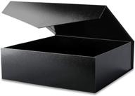 🎁 blk&wh extra large gift box with lid 17x14.5x5.5 inches - perfect gift box for clothes and large gifts, glossy black finish with elegant grass texture logo