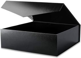 img 4 attached to 🎁 Большая подарочная коробка BLK&WH с крышкой 17x14.5x5.5 дюймов - идеальная подарочная коробка для одежды и больших подарков, глянцевая черная отделка с элегантной текстурой травы.