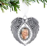 🌟 classic style christmas memorial photo frame ornament with angel wing design - sympathy ornament for loss of loved one логотип