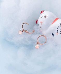 img 2 attached to 💫 Dainty Huggie Hoops Earrings for Women Teen Girls, Tiny Star Dangle Sterling Silver Small Hoop Earrings, Cartilage Cute Sleeper, Hypoallergenic Jewelry Birthday Gifts for Best Friend, Rose Gold Plated - Perfect for SEO!