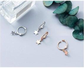 img 3 attached to 💫 Dainty Huggie Hoops Earrings for Women Teen Girls, Tiny Star Dangle Sterling Silver Small Hoop Earrings, Cartilage Cute Sleeper, Hypoallergenic Jewelry Birthday Gifts for Best Friend, Rose Gold Plated - Perfect for SEO!