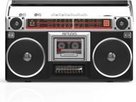 📻 riptunes boombox radio cassette player recorder: am/fm -sw1/sw2 radio, wireless streaming, usb/micro sd, aux in, headphone jack, convert cassettes to usb/sd, classic 80s style retro - black logo