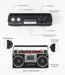 img 2 attached to 📻 Riptunes Boombox Radio Cassette Player Recorder: AM/FM -SW1/SW2 Radio, Wireless Streaming, USB/Micro SD, Aux in, Headphone Jack, Convert Cassettes to USB/SD, Classic 80s Style Retro - Black