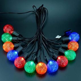 img 3 attached to 🌈 Multicolor LED G50 Patio String Lights - 26 Feet Black Wire, 12 Diamond Faceted Bulbs - Weatherproof Globe Lights for Backyard, Garden, Gazebo, Bistro