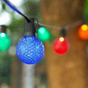 img 4 attached to 🌈 Multicolor LED G50 Patio String Lights - 26 Feet Black Wire, 12 Diamond Faceted Bulbs - Weatherproof Globe Lights for Backyard, Garden, Gazebo, Bistro