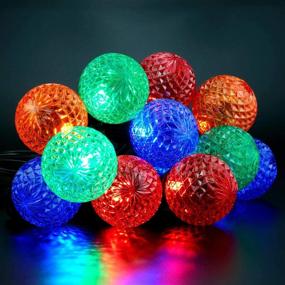 img 2 attached to 🌈 Multicolor LED G50 Patio String Lights - 26 Feet Black Wire, 12 Diamond Faceted Bulbs - Weatherproof Globe Lights for Backyard, Garden, Gazebo, Bistro