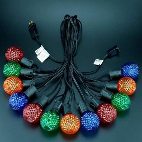 img 1 attached to 🌈 Multicolor LED G50 Patio String Lights - 26 Feet Black Wire, 12 Diamond Faceted Bulbs - Weatherproof Globe Lights for Backyard, Garden, Gazebo, Bistro