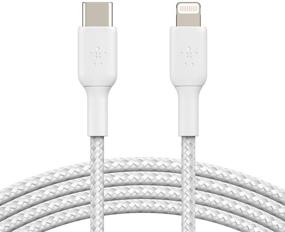 img 4 attached to Belkin MFi Certified Braided USB C to Lightning Cable - Fast Charger for iPhone 13, 12, 11, Pro, Pro Max, Mini, iPad, AirPods, and Other Lightning Devices - Type C Compatible - 6.6FT/2M - White