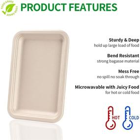 img 1 attached to 🎄 Bloomoon 50 Pack 14 Inch Heavy-Duty Christmas Dinner Disposable Food Trays: Eco-Friendly Biodegradable Bagasse Plates for Seafood, BBQ, Picnic, and more!
