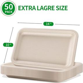 img 3 attached to 🎄 Bloomoon 50 Pack 14 Inch Heavy-Duty Christmas Dinner Disposable Food Trays: Eco-Friendly Biodegradable Bagasse Plates for Seafood, BBQ, Picnic, and more!