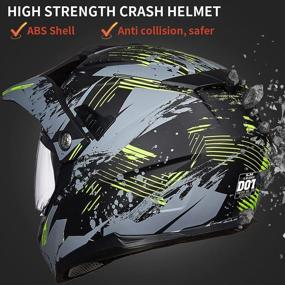 img 3 attached to 🏍️ Auboa Full Face ATV Dual Sport Helmets for Adults Motorcycle, Dirt Bike Helmet Motocross MTB Off-Road Casco DOT - Grey Yellow (Size: M)