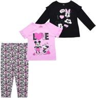 stylish disney 3 piece mickey minnie leggings: the perfect girls' clothing set! logo