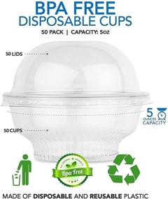 img 3 attached to 🥤 50 Count Clear Plastic Cups with Lids - Dessert Cups with Lids | Ice Cream Cups | Plastic Fruit Cups | Mini Snack Bowls | Dome Lids (No Hole) | 5 Ounce Size