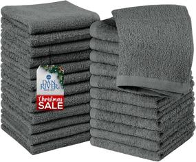 img 4 attached to DAN RIVER 100% Cotton Washcloths 24 Pack, Soft Face Washcloths Bulk, Essential Bathroom Wash Cloths, Gray Face Towels, Washcloths 12x12 in, 400 GSM, Pack of 24 Face Towels