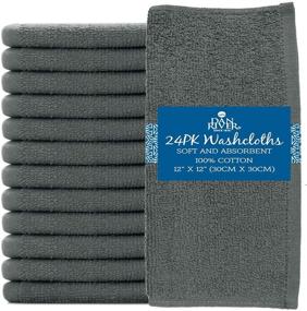 img 3 attached to DAN RIVER 100% Cotton Washcloths 24 Pack, Soft Face Washcloths Bulk, Essential Bathroom Wash Cloths, Gray Face Towels, Washcloths 12x12 in, 400 GSM, Pack of 24 Face Towels