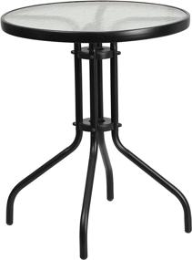 img 3 attached to Stylish and Sturdy Flash Furniture 23.75'' Round Tempered Glass Metal Table