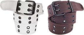 img 1 attached to 🖤 Black Extra Large Boys' Accessories: Canvas Belts with Two Holes