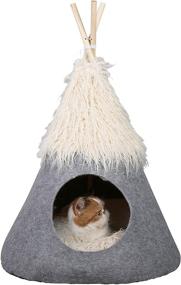 img 4 attached to 🐾 Cozy and Stylish PetnPurr Pet Teepee Tent with Super Plushy Self-Warming Cushion: Perfect Cat Cave, Small Dog Bed, and Puppy House Solution