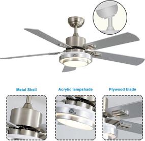 img 1 attached to 💡 Sofucor 52-Inch LED Ceiling Fan with Lights, Modern Brushed Nickel Flush Mount AC Motor, Remote Control, 5 Reversible Silver Blades, Noiseless Motor