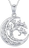 🌙 sterling silver sailor moon cat pendant necklace - eusense moon tree of life celtic knot necklace for women/girls - luck jewelry witch necklace chain - ideal gift for daughter/sister on birthday or christmas logo