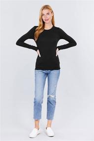 img 1 attached to Stay Comfortable and Stylish in Women's Basic Solid Lightweight Cotton ✨ Long Sleeve Crew Neck & V Neck Slim Top Shirts Plus (S-2XL)