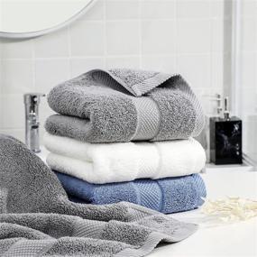 img 2 attached to 🌿 E ENASUE Gray Cotton Hand Towels, 2 Pack - Thick Face Towel Set with Hanging Ring Design - Soft and Highly Absorbent Hand Towel for Bathroom - 13 x 29 Inch