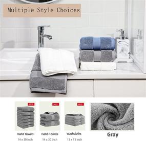 img 1 attached to 🌿 E ENASUE Gray Cotton Hand Towels, 2 Pack - Thick Face Towel Set with Hanging Ring Design - Soft and Highly Absorbent Hand Towel for Bathroom - 13 x 29 Inch