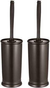 img 4 attached to 2 Pack Toilet Bowl Brush Holder Set: Modern Deep Cleaning Bathroom Scrubber 🚽 with Caddy for RV - Rim Decorative Accessories Cleaner Brushes for Toilet - Bronze