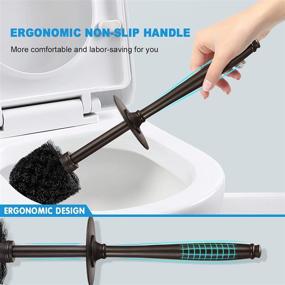 img 2 attached to 2 Pack Toilet Bowl Brush Holder Set: Modern Deep Cleaning Bathroom Scrubber 🚽 with Caddy for RV - Rim Decorative Accessories Cleaner Brushes for Toilet - Bronze