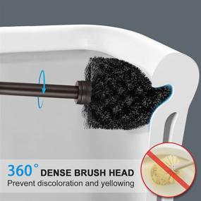 img 3 attached to 2 Pack Toilet Bowl Brush Holder Set: Modern Deep Cleaning Bathroom Scrubber 🚽 with Caddy for RV - Rim Decorative Accessories Cleaner Brushes for Toilet - Bronze