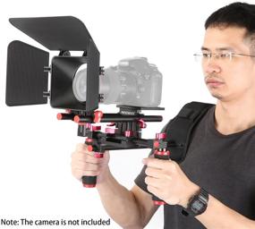 img 2 attached to Набор Neewer для плечевого крепления камеры для видеосъемки, совместимый с камерами DSLR и видеокамерами - плечевое крепление, 15-мм штанга, рукоятка и маскировочный бокс - совместим с Canon, Nikon, Sony и другими (красный + черный)