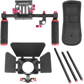 img 3 attached to Neewer Camera Shoulder Rig Film-making Kit for DSLR Camera and Camcorder - Shoulder Mount, 15mm Rod, Handgrip and Matte Box - Compatible with Canon, Nikon, Sony, and More (Red + Black)