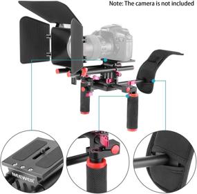 img 1 attached to Neewer Camera Shoulder Rig Film-making Kit for DSLR Camera and Camcorder - Shoulder Mount, 15mm Rod, Handgrip and Matte Box - Compatible with Canon, Nikon, Sony, and More (Red + Black)