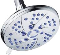 🚿 aquadance 6-inch rainfall showerhead - 6-setting showerhead with anti-microbial microban protection against mold, mildew, and bacteria - clog-free sunset blue jets, chrome finish logo