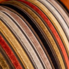 img 2 attached to 🧡 Yangest Burnt Orange Striped Patchwork Velvet Lumbar Pillow Cover: Modern Gold Leather Cushion Case for Stylish Home Décor, 12x20 Inch