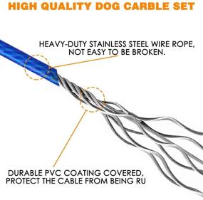 img 2 attached to Premium Mihachi Reflective Tie Out Cable for Dogs - 250lbs, 50ft | Heavy Duty | Silver