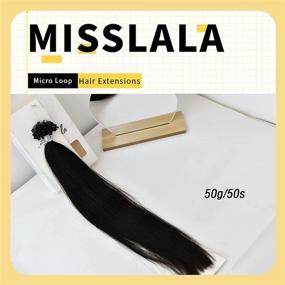 img 1 attached to Misslala 22 Inch Microlink Hair Extensions | Natural Real Hair | Pre-looped Micro Hair | Unprocessed | Color #1 Jet Black | Remy Micro Ring Hair Extensions | 50g/50s
