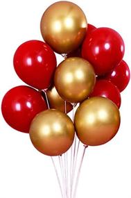 img 1 attached to 🎈 50pcs Red and Gold 12-inch Ruby Thick Latex Balloons for Wedding, Birthday, Baby Shower Party Decorations - AnnoDeel