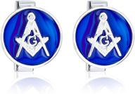 silver cufflinks freemason filigree enamel logo