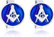 silver cufflinks freemason filigree enamel logo