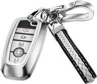 🔑 silver key fob cover case – soft tpu key holder for ford explorer mustang fusion escape f150 f250 f350 f450 f550 edge – full coverage car key protector with leather keychain lanyard logo