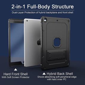 img 2 attached to ZoneFoker iPad 9th Gen Case with Built-in Screen Protector/Stand - Shockproof Full-Body Cover for Apple iPad 8th/7th Gen 10.2 inch 2021/2020/2019 - Kids' Black Protective Case